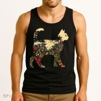 Boho Cat Plants Nature Trees Wild Flowers Graphic Tank Top thumb 3