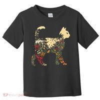 Boho Cat Plants Nature Trees Wild Flowers Graphic Toddler T-Shirt thumb 0