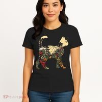 Boho Cat Plants Nature Trees Wild Flowers Graphic Women's T-Shirt thumb 4