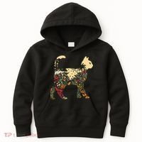 Boho Cat Plants Nature Trees Wild Flowers Graphic Kids Hoodie thumb 0