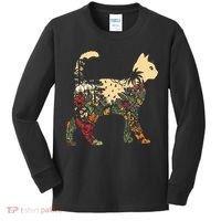 Boho Cat Plants Nature Trees Wild Flowers Graphic Kids Long Sleeve Shirt thumb 0