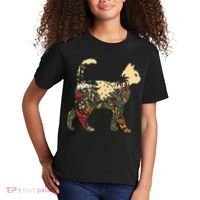 Boho Cat Plants Nature Trees Wild Flowers Graphic Kids T-Shirt thumb 2
