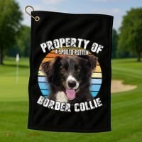 Border Collie Property Of Cute Dog Golf Towel thumb 1