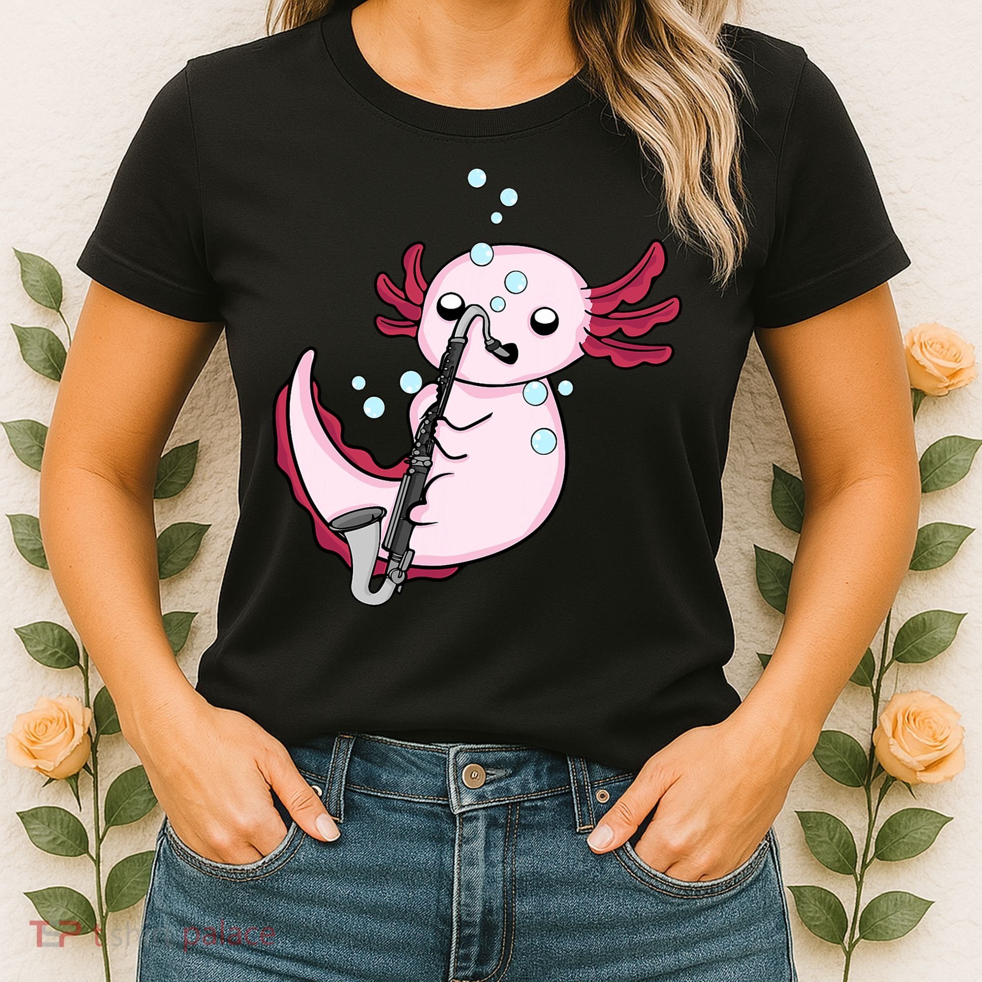 Bass Clarinet Player  Axolotl Music Lover Bass Clarinet Women's T-Shirt