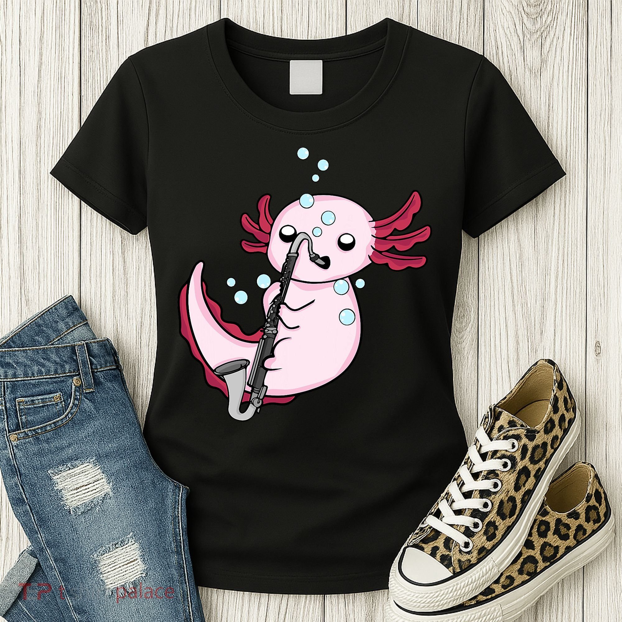 Bass Clarinet Player  Axolotl Music Lover Bass Clarinet Women's T-Shirt