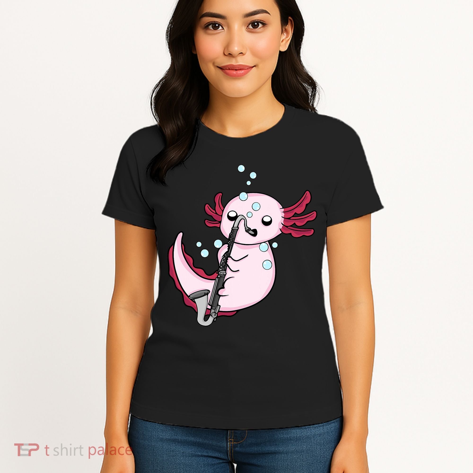Bass Clarinet Player  Axolotl Music Lover Bass Clarinet Women's T-Shirt