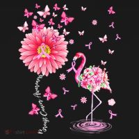 Breast Cancer Pink Flamingo Daisy Awareness Ribbon Sweatshirt thumb 3