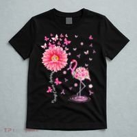 Breast Cancer Pink Flamingo Daisy Awareness Ribbon T-Shirt thumb 5