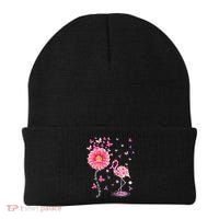 Breast Cancer Pink Flamingo Daisy Awareness Ribbon Beanie thumb 0