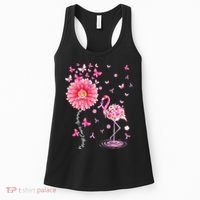 Breast Cancer Pink Flamingo Daisy Awareness Ribbon Women's Tank Top thumb 0