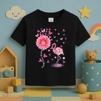 Breast Cancer Pink Flamingo Daisy Awareness Ribbon Toddler T-Shirt thumb 3