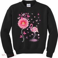 Breast Cancer Pink Flamingo Daisy Awareness Ribbon Kids Sweatshirt thumb 0