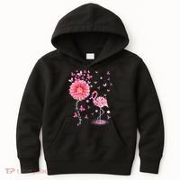 Breast Cancer Pink Flamingo Daisy Awareness Ribbon Kids Hoodie thumb 0