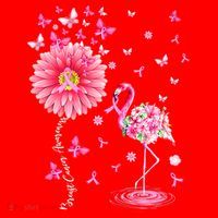 Breast Cancer Pink Flamingo Daisy Awareness Ribbon Santa Hat thumb 1