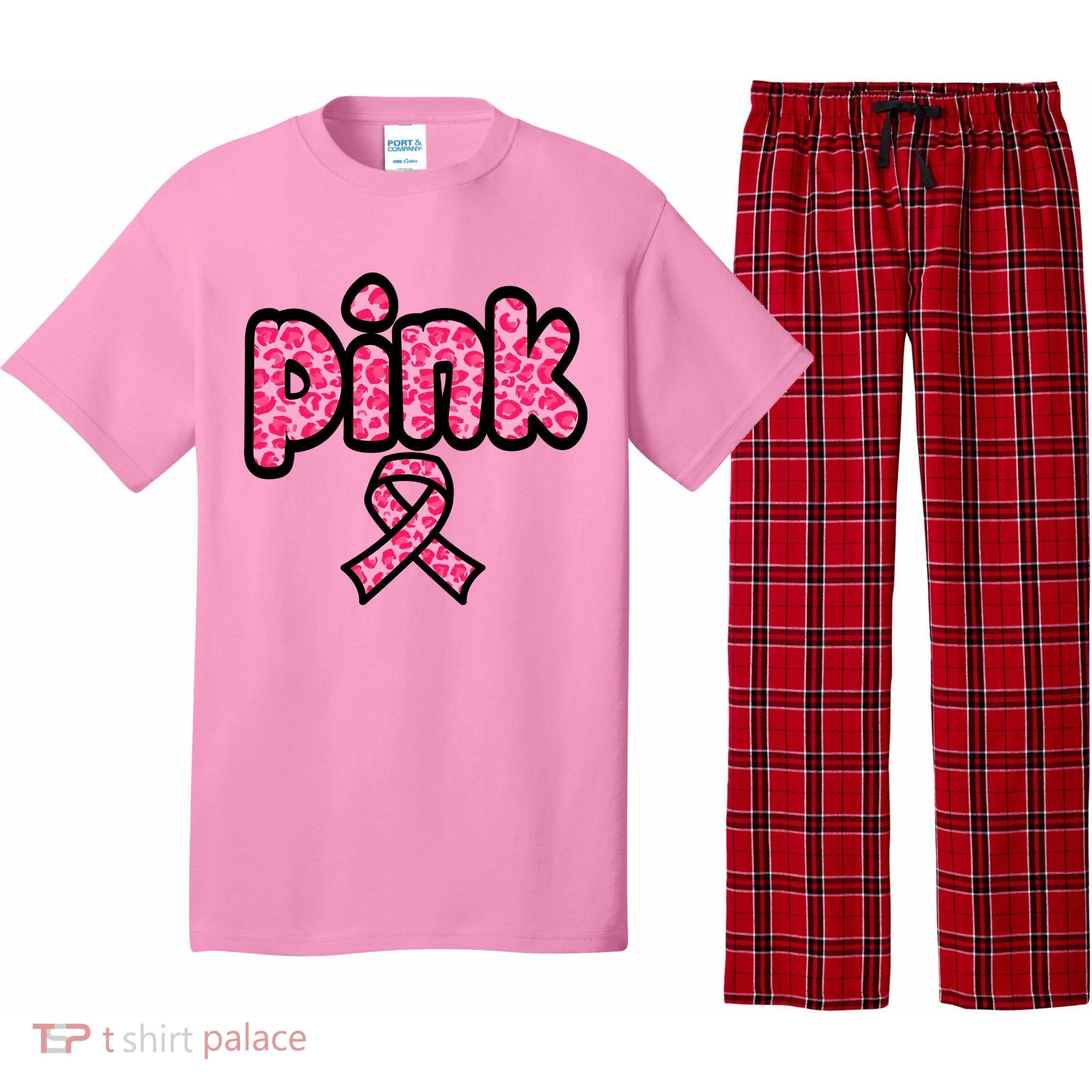 Breast Cancer Pink Ribbon Awareness Pajama Set