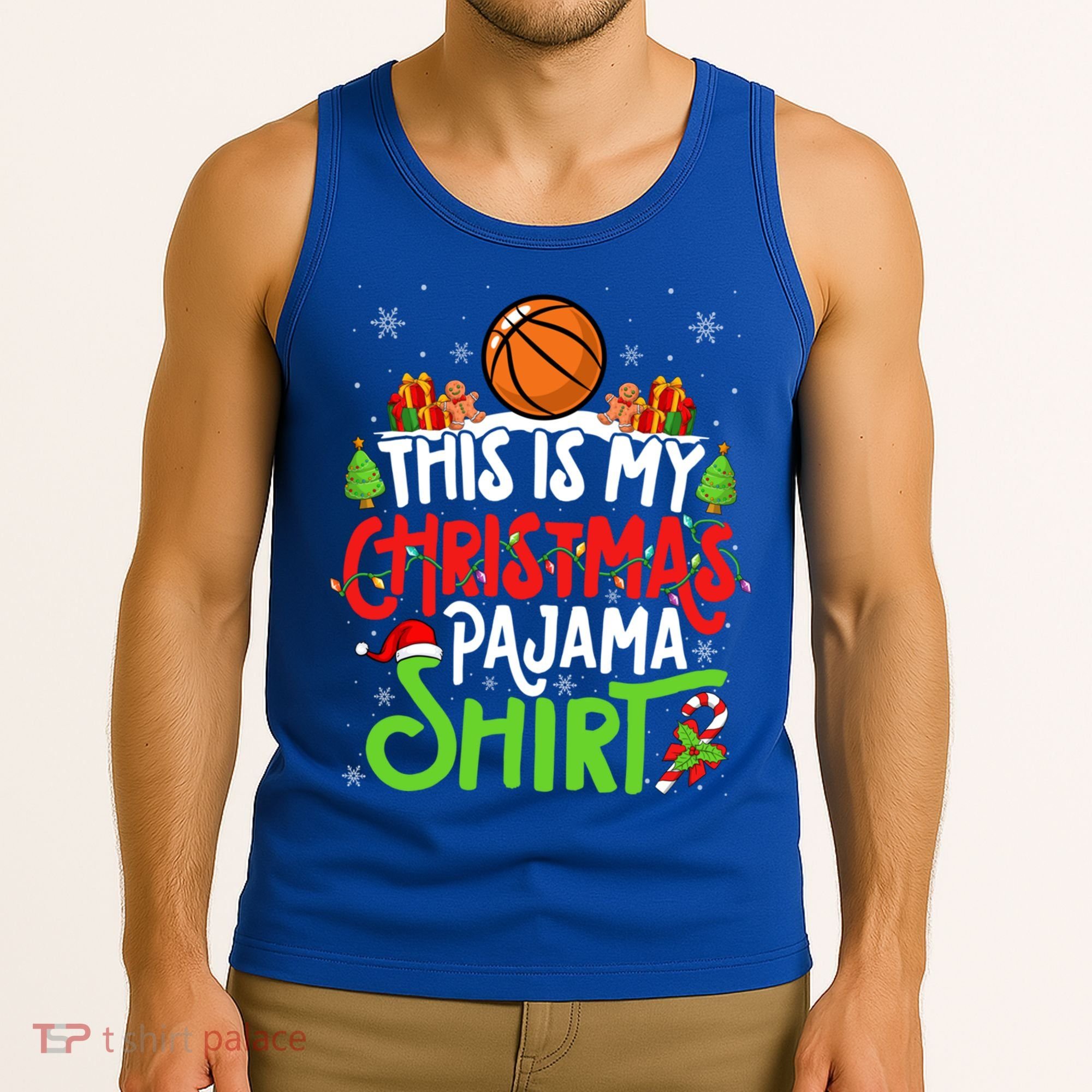Basketball Christmas Pajama Meaningful Gift Xmas Party Basketball Gift Tank Top