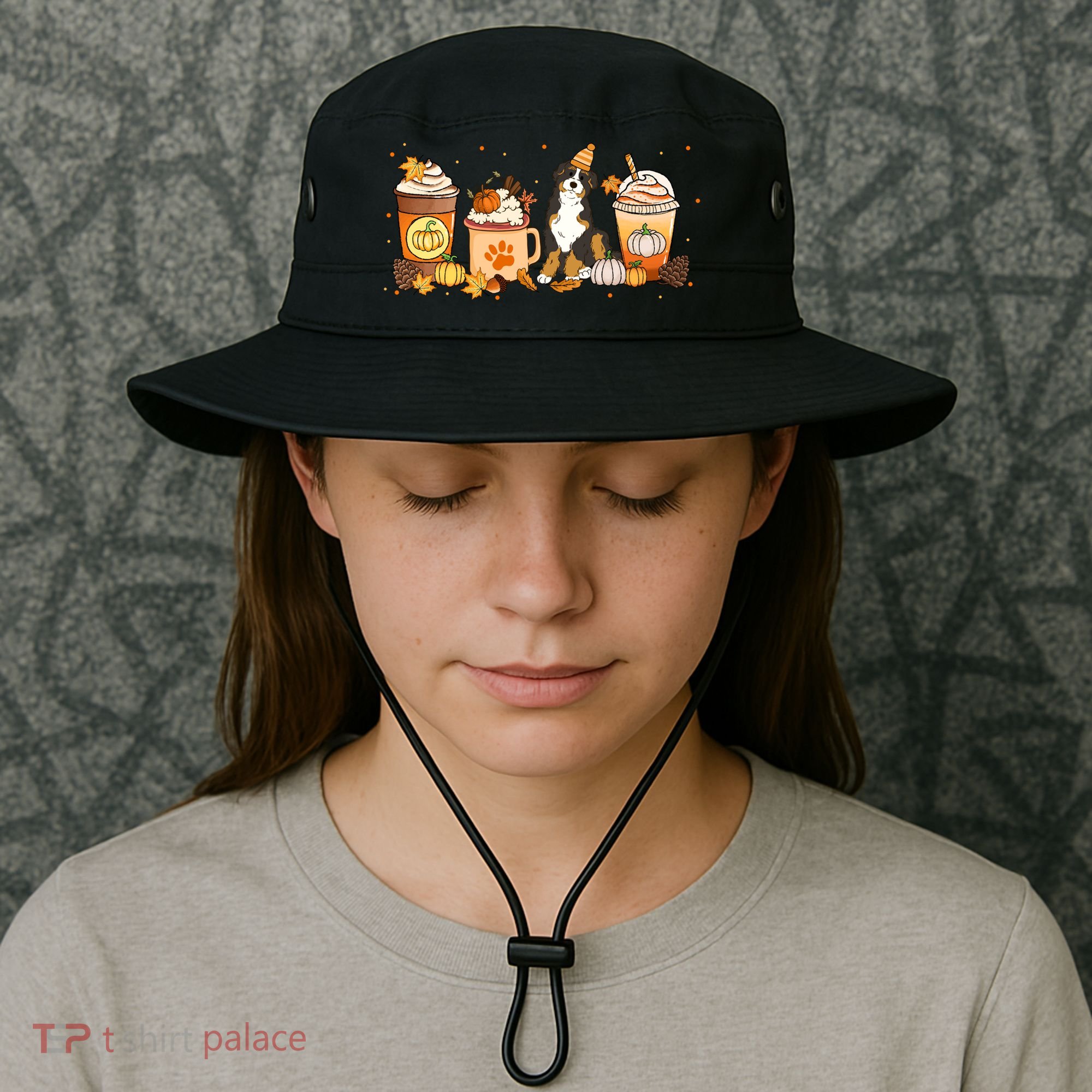Bernedoodle Coffee Pumpkin Spice Dog Lover Fall Thanksgiving Gift Bucket Hat