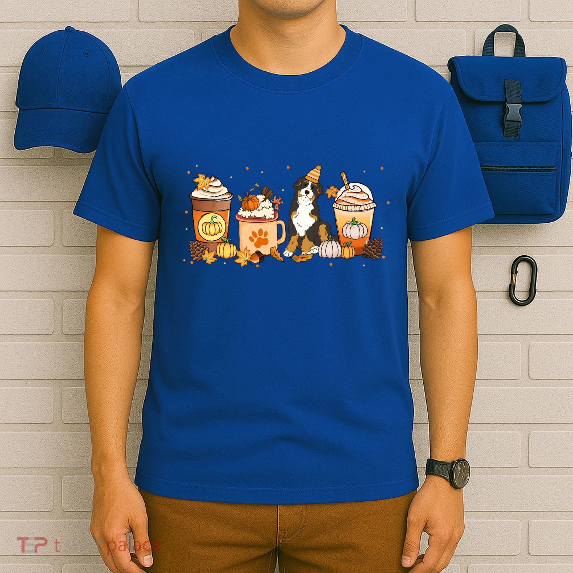 Bernedoodle Coffee Pumpkin Spice Dog Lover Fall Thanksgiving Gift T-Shirt