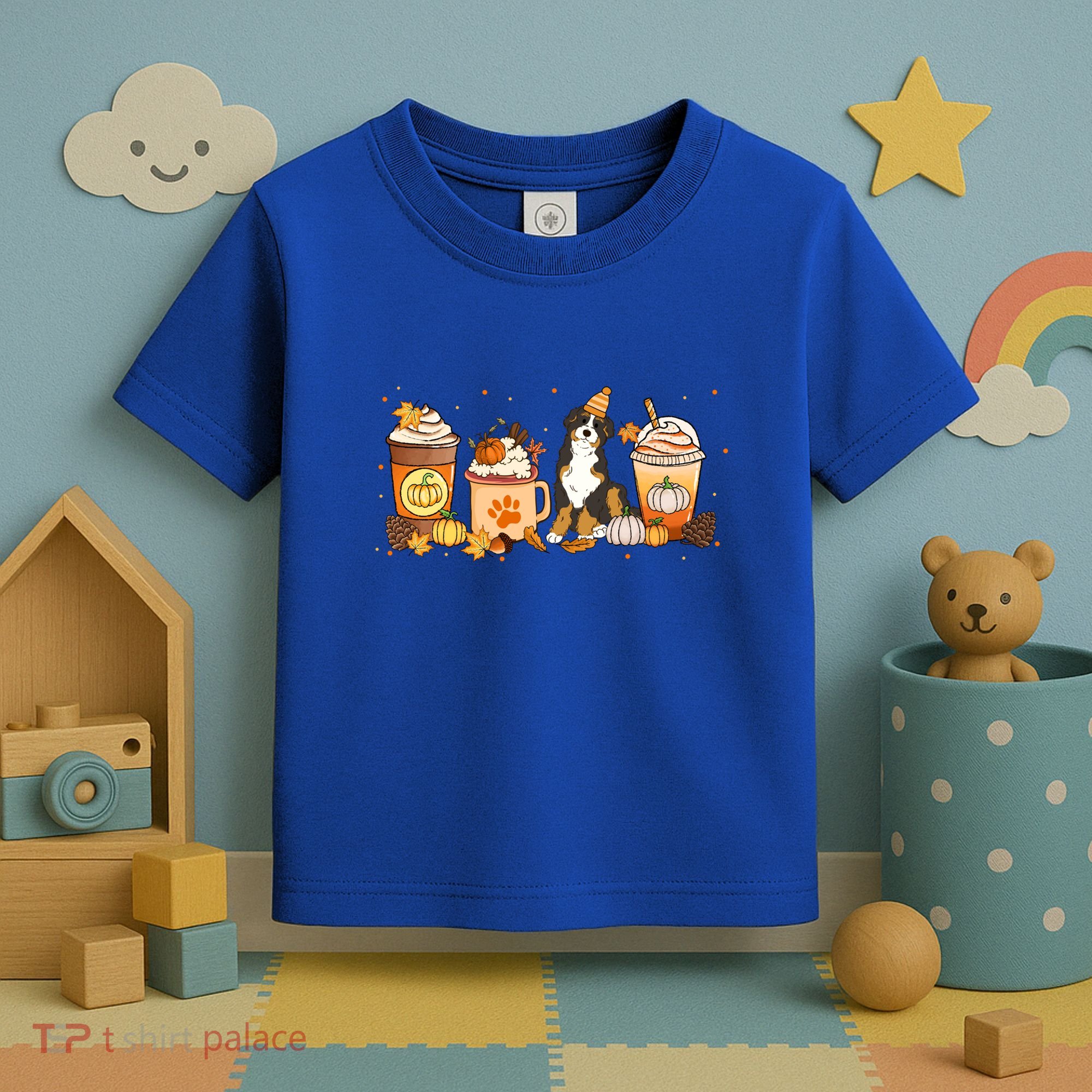 Bernedoodle Coffee Pumpkin Spice Dog Lover Fall Thanksgiving Gift Toddler T-Shirt
