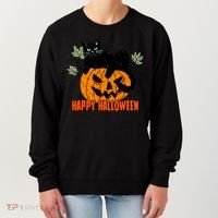 Black Cat Pumpkin Halloween Day Sublimation Retro Halloween Women's Sweatshirt thumb 0