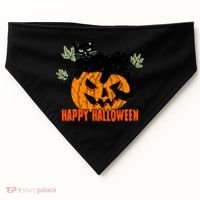 Black Cat Pumpkin Halloween Day Sublimation Retro Halloween USA-Made Doggie Bandana thumb 0