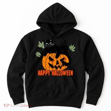 Black Cat Pumpkin Halloween Day Sublimation Retro Halloween Hoodie