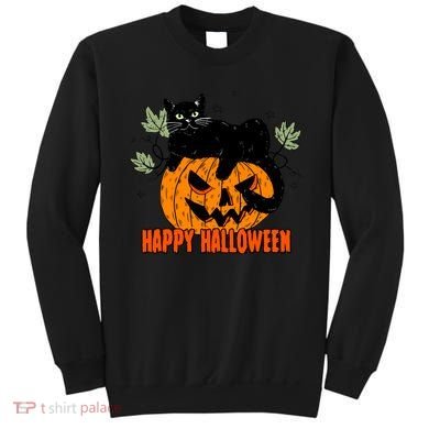 Black Cat Pumpkin Halloween Day Sublimation Retro Halloween Sweatshirt