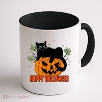 Black Cat Pumpkin Halloween Day Sublimation Retro Halloween Coffee Mug thumb 1