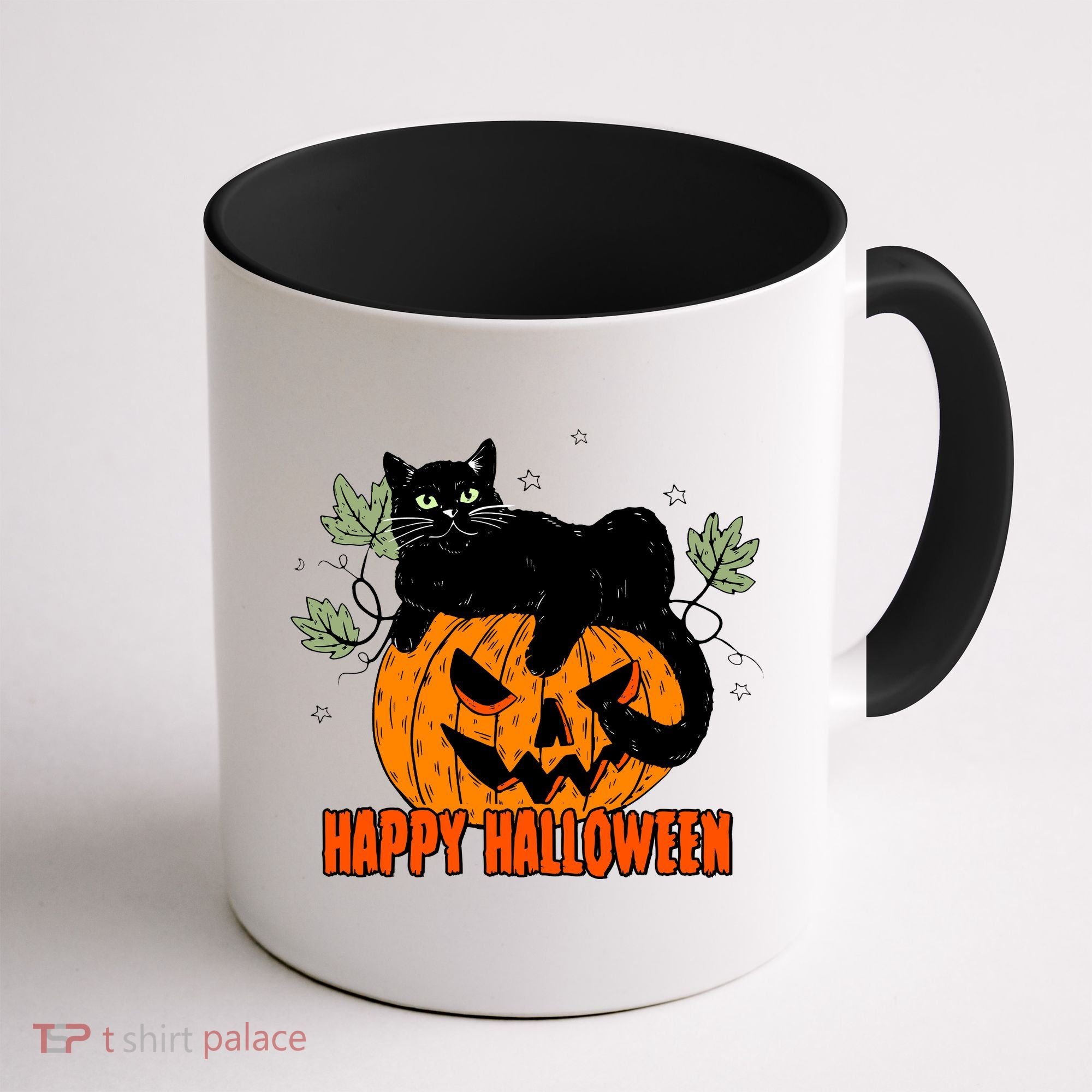 Black Cat Pumpkin Halloween Day Sublimation Retro Halloween Coffee Mug