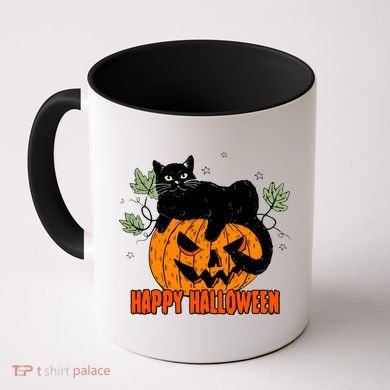 Black Cat Pumpkin Halloween Day Sublimation Retro Halloween Coffee Mug