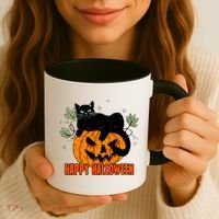 Black Cat Pumpkin Halloween Day Sublimation Retro Halloween Coffee Mug thumb 3