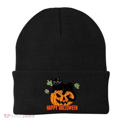 Black Cat Pumpkin Halloween Day Sublimation Retro Halloween Beanie