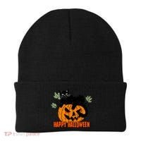 Black Cat Pumpkin Halloween Day Sublimation Retro Halloween Beanie thumb 0