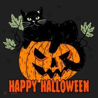 Black Cat Pumpkin Halloween Day Sublimation Retro Halloween Beanie thumb 2