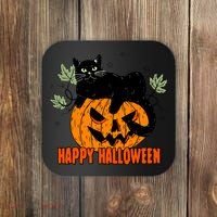 Black Cat Pumpkin Halloween Day Sublimation Retro Halloween Coaster thumb 0