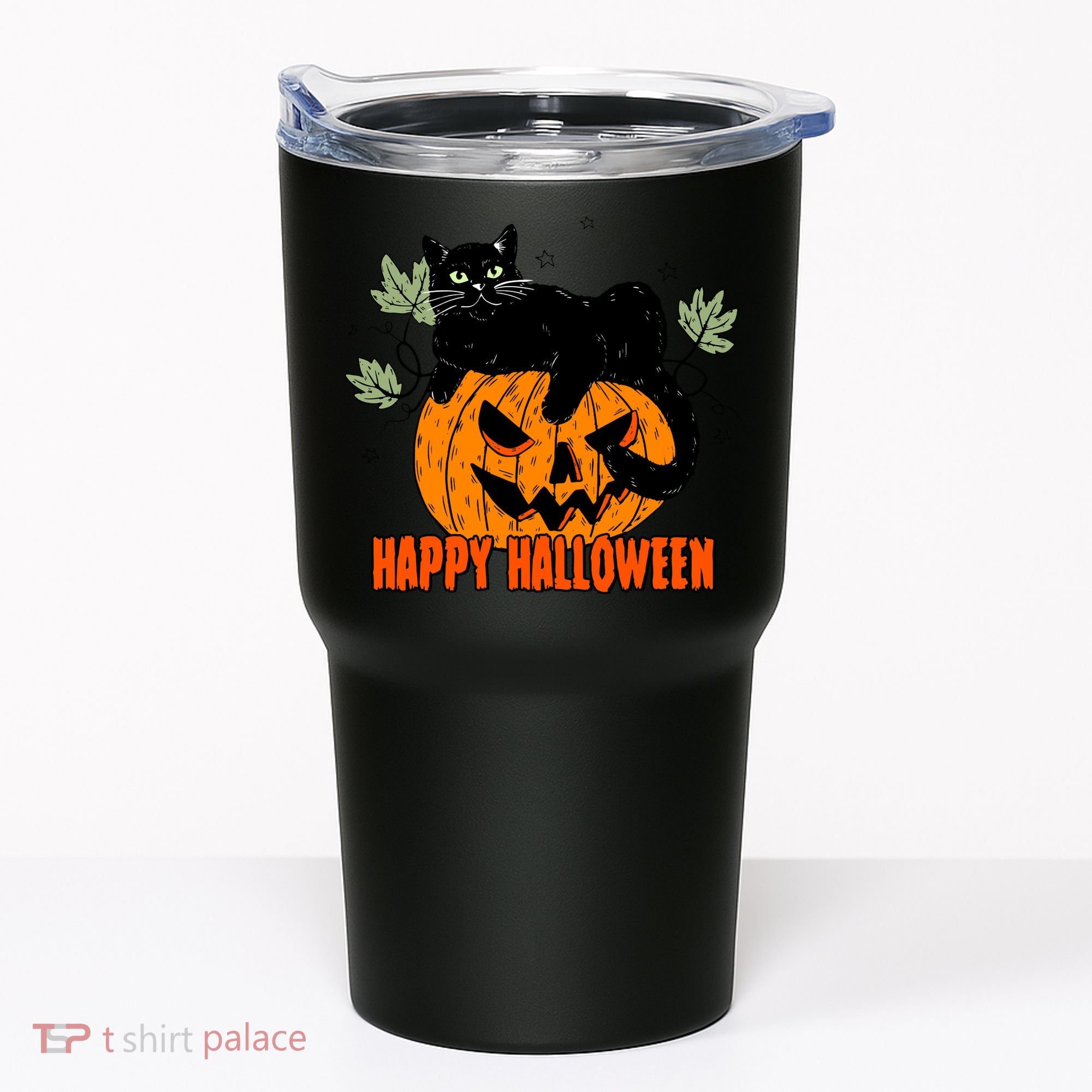 Black Cat Pumpkin Halloween Day Sublimation Retro Halloween Tumbler
