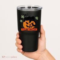 Black Cat Pumpkin Halloween Day Sublimation Retro Halloween Tumbler thumb 2