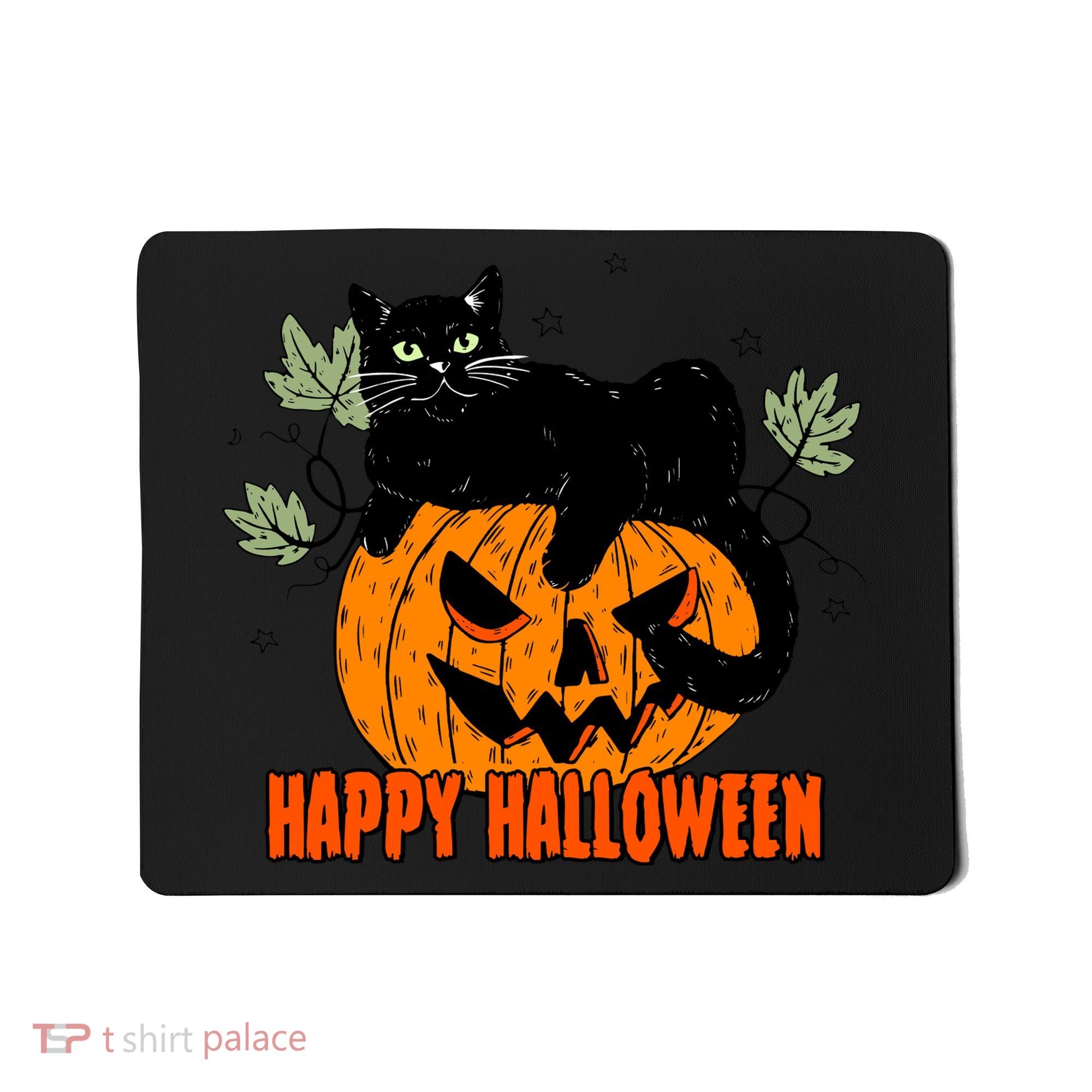 Black Cat Pumpkin Halloween Day Sublimation Retro Halloween Mousepad