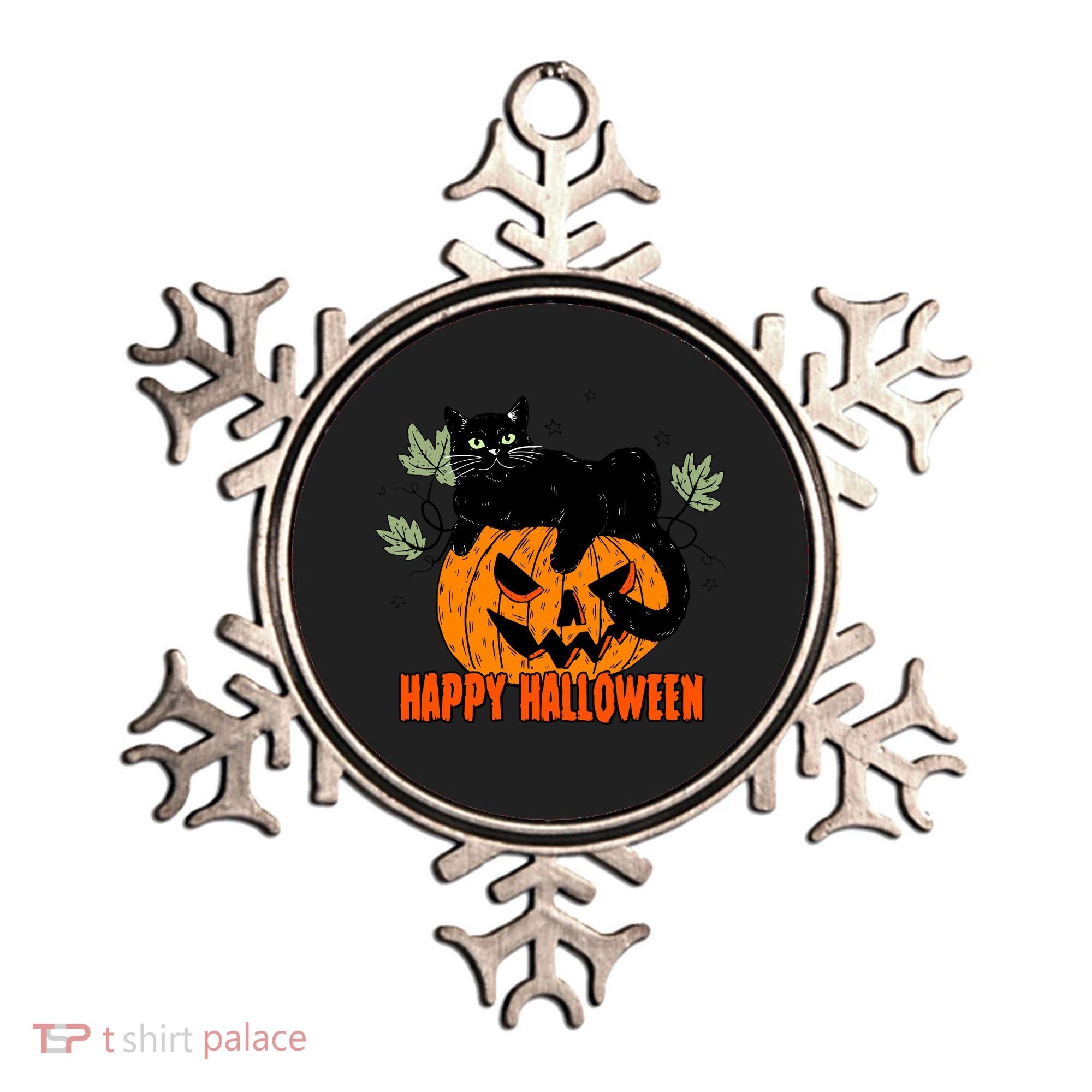 Black Cat Pumpkin Halloween Day Sublimation Retro Halloween Ornament