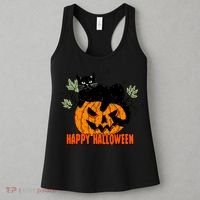 Black Cat Pumpkin Halloween Day Sublimation Retro Halloween Women's Tank Top thumb 3