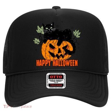 Black Cat Pumpkin Halloween Day Sublimation Retro Halloween Hat