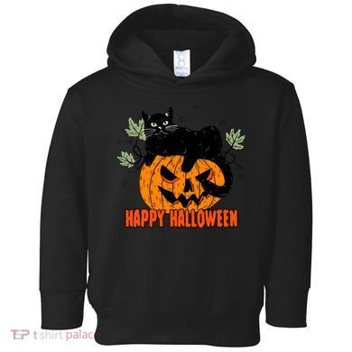 Black Cat Pumpkin Halloween Day Sublimation Retro Halloween Toddler Hoodie