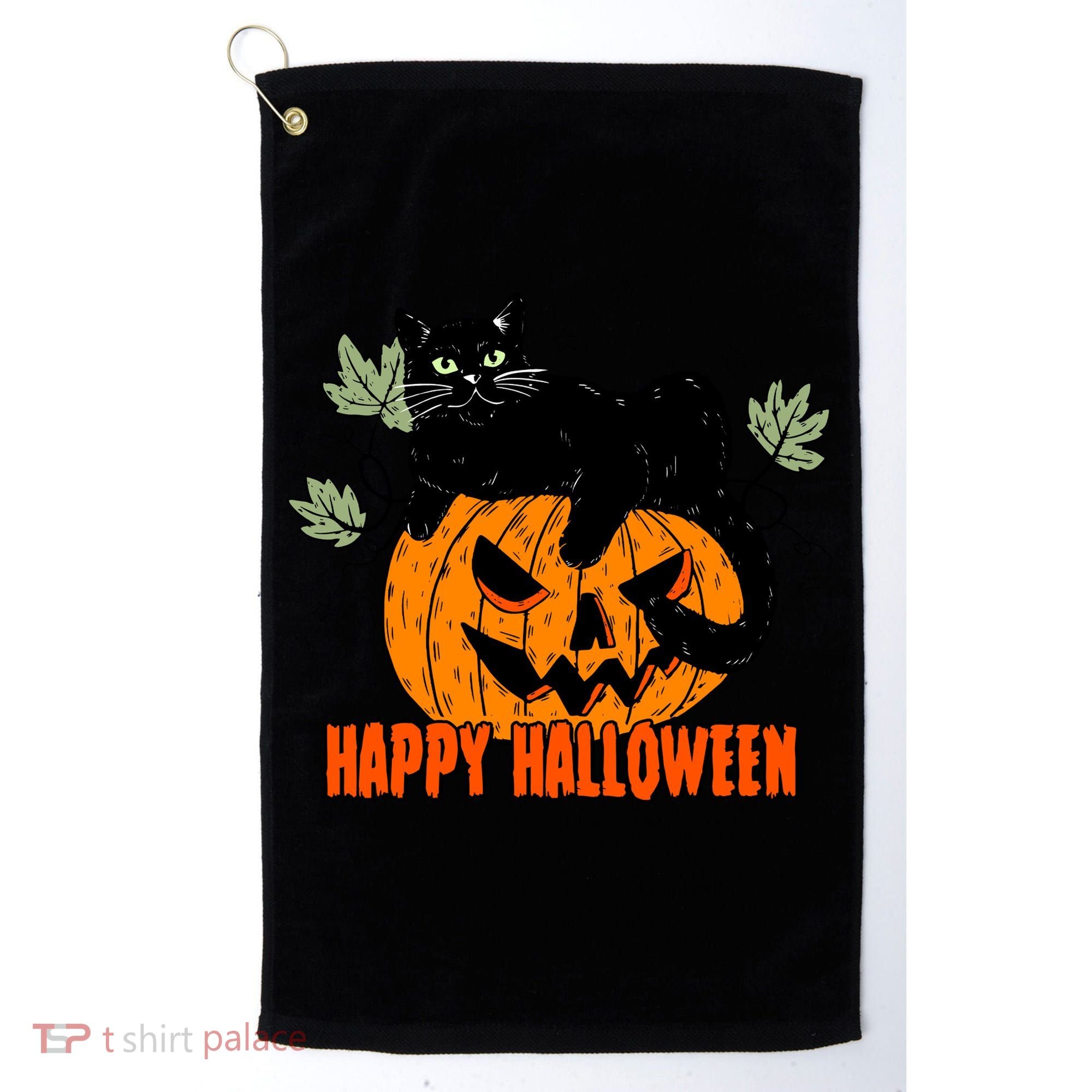 Black Cat Pumpkin Halloween Day Sublimation Retro Halloween Golf Towel