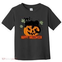 Black Cat Pumpkin Halloween Day Sublimation Retro Halloween Toddler T-Shirt thumb 0