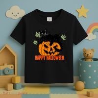 Black Cat Pumpkin Halloween Day Sublimation Retro Halloween Toddler T-Shirt thumb 3