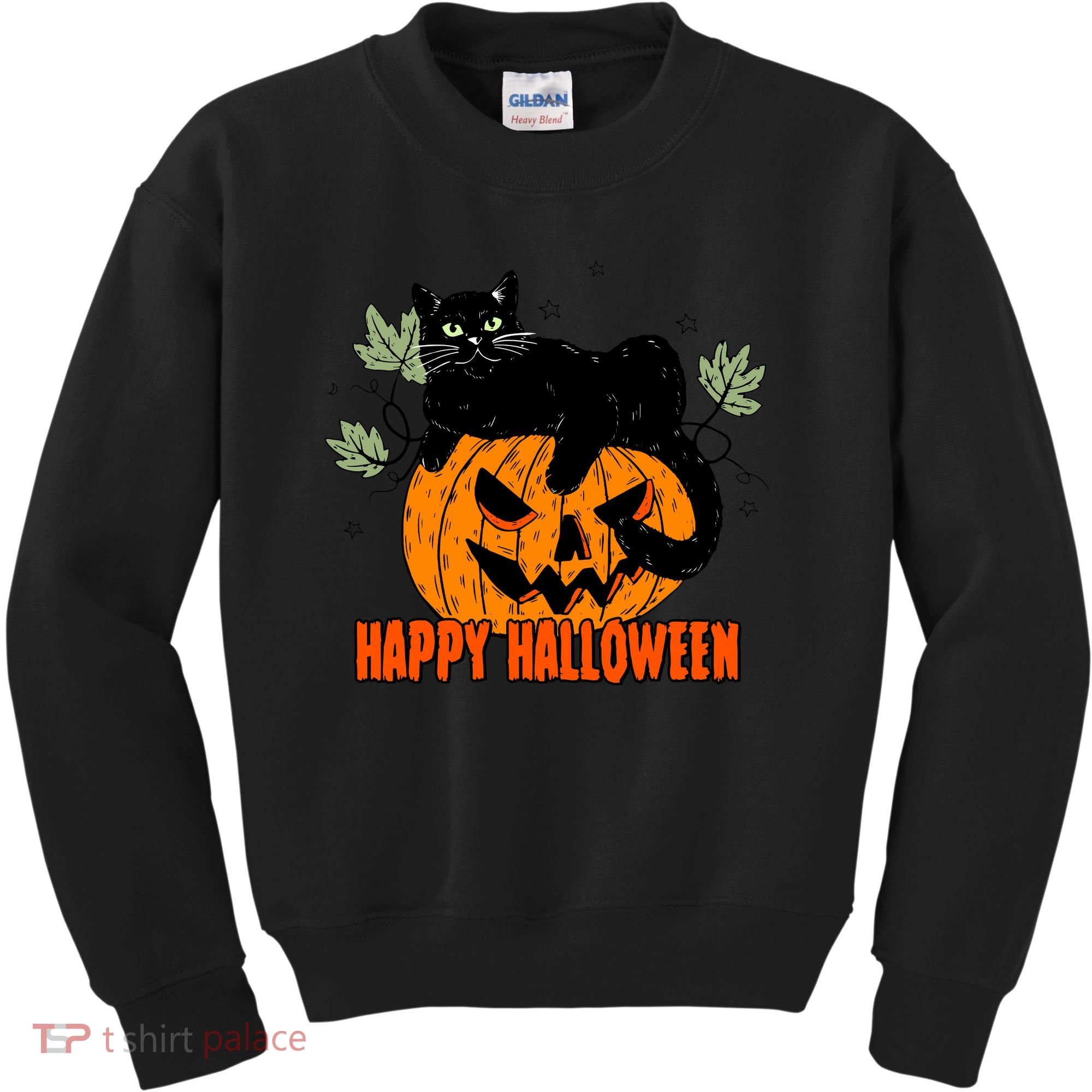 Black Cat Pumpkin Halloween Day Sublimation Retro Halloween Kids Sweatshirt