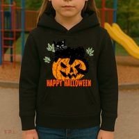 Black Cat Pumpkin Halloween Day Sublimation Retro Halloween Kids Hoodie thumb 3