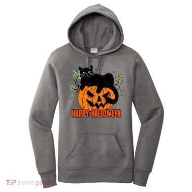 Black Cat Pumpkin Halloween Day Sublimation Retro Halloween Women's Hoodie