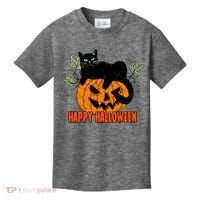 Black Cat Pumpkin Halloween Day Sublimation Retro Halloween Kids T-Shirt thumb 0