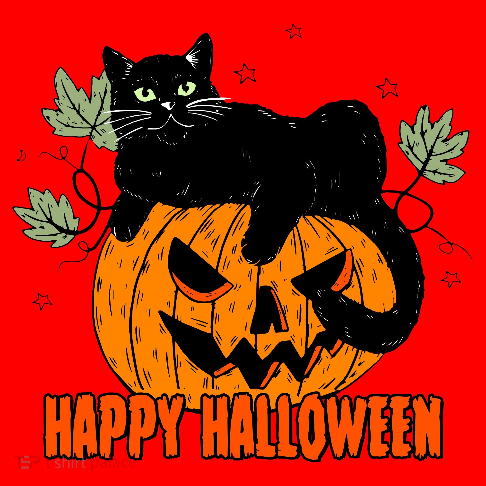 Black Cat Pumpkin Halloween Day Sublimation Retro Halloween Santa Hat